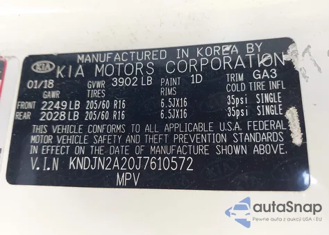 2018 Kia Soul z USA, uszkodzony, nr VIN KNDJN2A20J7610572